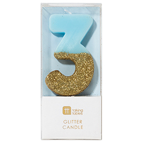 Blue Number 3 Candle