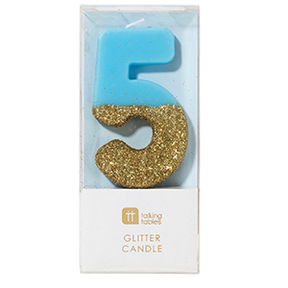 Blue Number 5 Candle